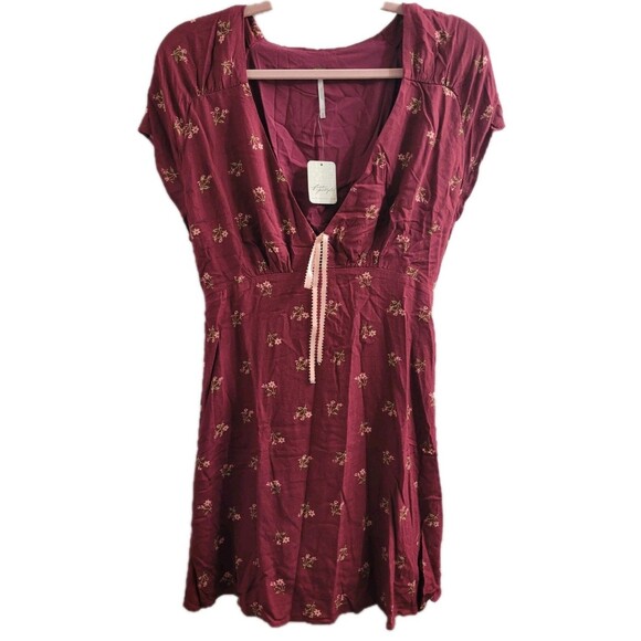 Free People Everyone’s Favorite Mini Dress Earth Red Combo NWT M OB2017241 - Picture 1 of 10